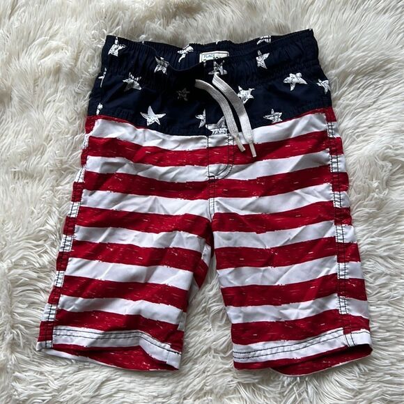 Children’s Place USA Red, White & Blue Swim Trunks Swim Suit Shorts Size Small - Picture 1 of 4